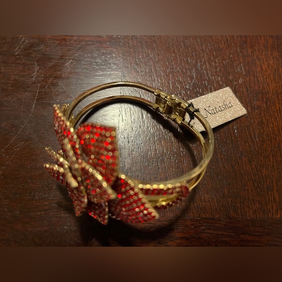 Natasha Red Rose Crystal rhinestones bracelet NEW Cuff Bracelet Valentines tags - Picture 8 of 8